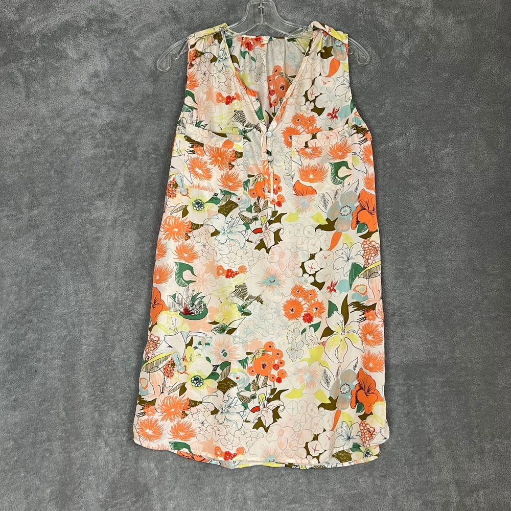 J Crew Shift Dress Womens M 100% Silk‎ Floral Beachy Swimsuit Cover Vacation